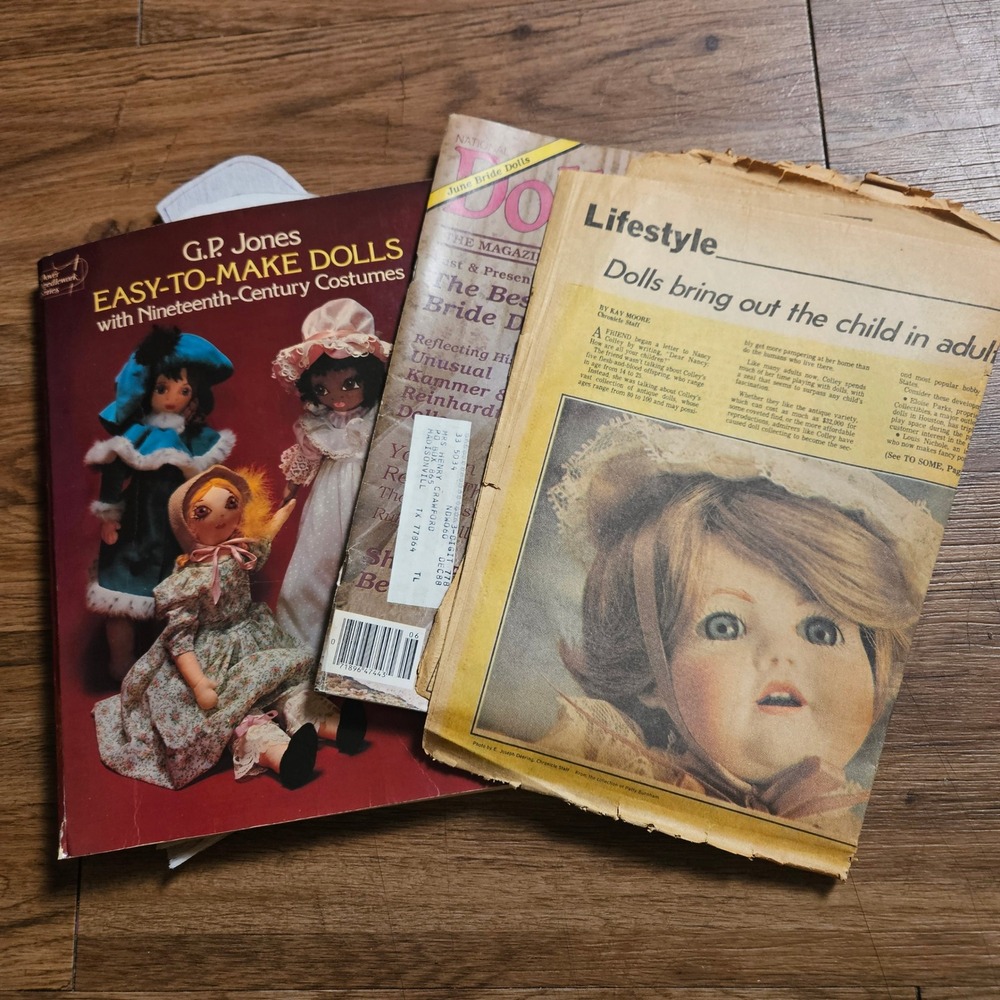 Vintage 70s 80s Doll Collector Lot G.P. Jones Easy-to-Make Dolls Pattern Book‎
